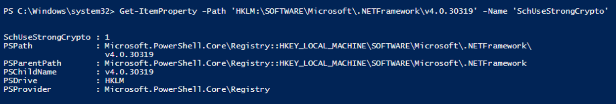 PowerShell Get-ItemProperty verification output on APP1